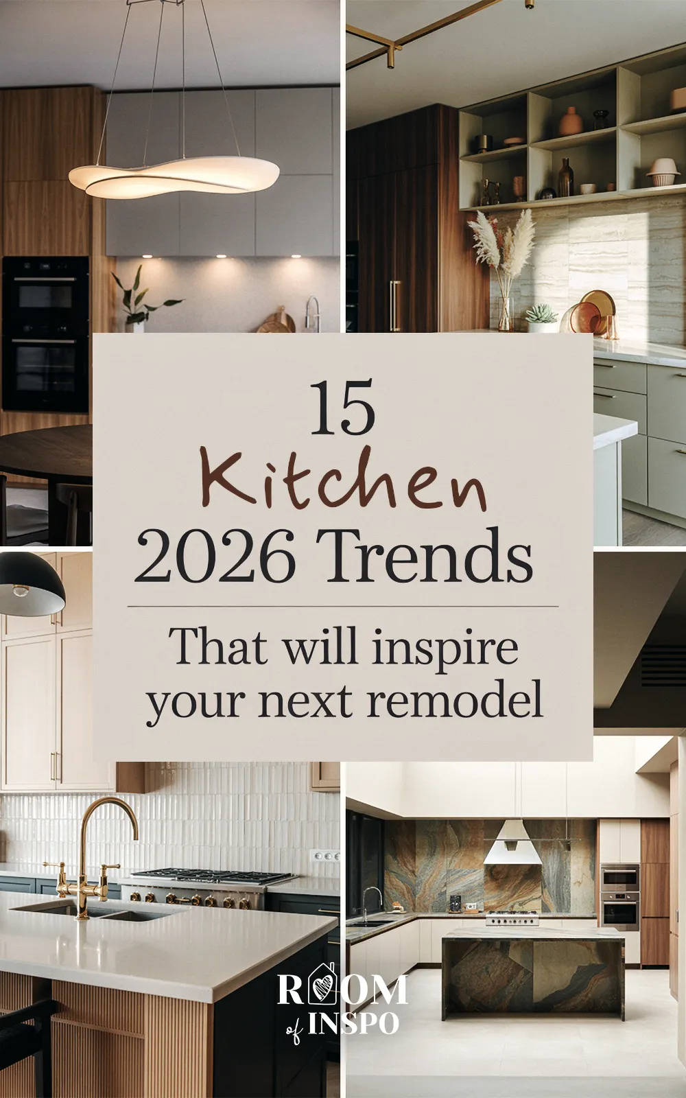 A Pinterest pin for the post "Kitchen Design Trends 2026".